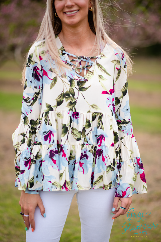 Bless My Blooms Top | Ivory