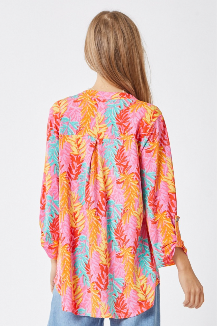 The Lizzy Top | Pink Leaves