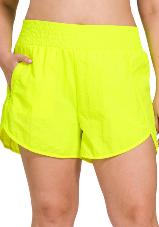 Windbreaker Running Shorts | Neon Lime