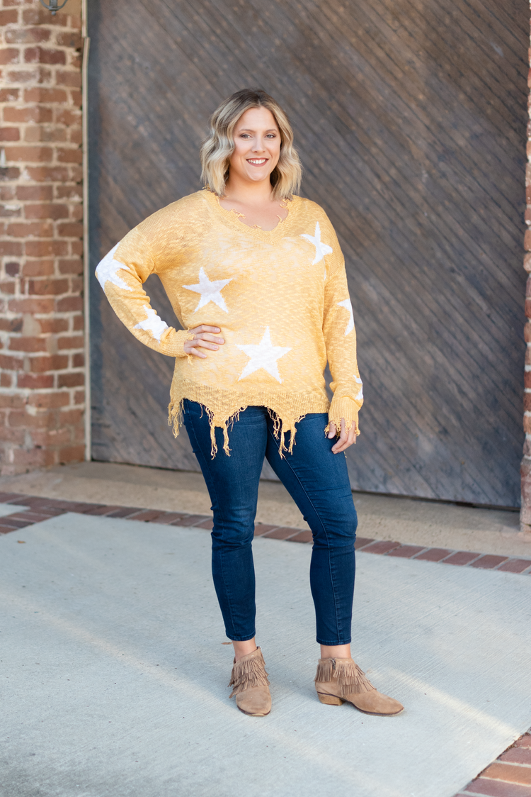 Gold Star Sweater Top + Curvy | Yellow
