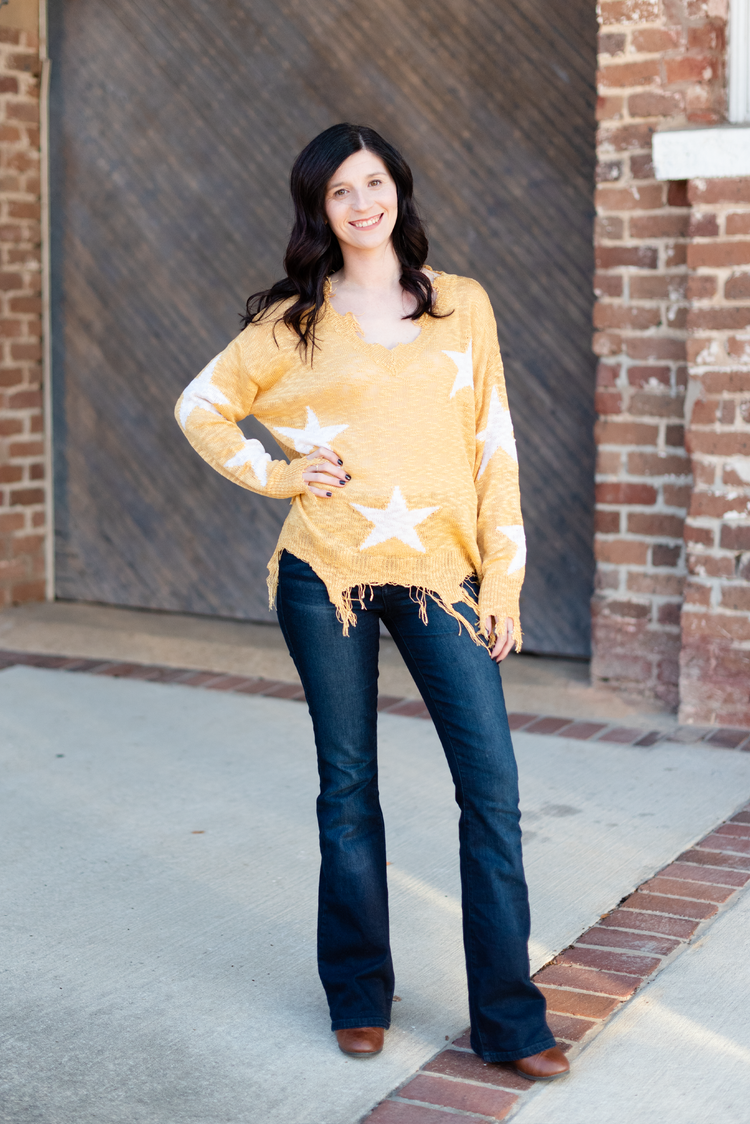 Gold Star Sweater Top | Yellow