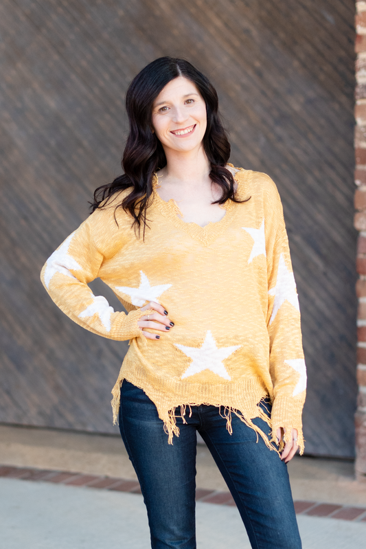 Gold Star Sweater Top | Yellow