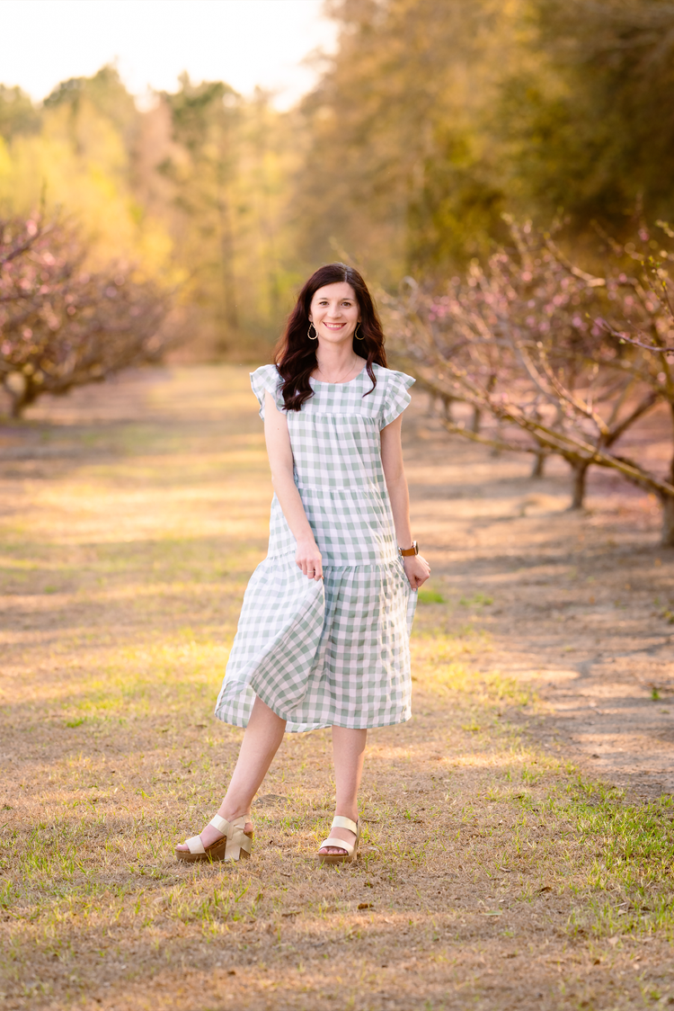 Gingham Midi Dress | Pistachio