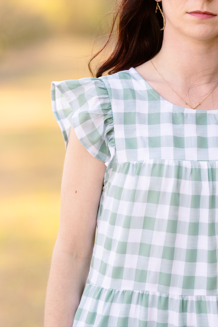 Gingham Midi Dress | Pistachio