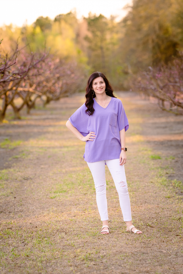 Woven Pocket Top | Lavender