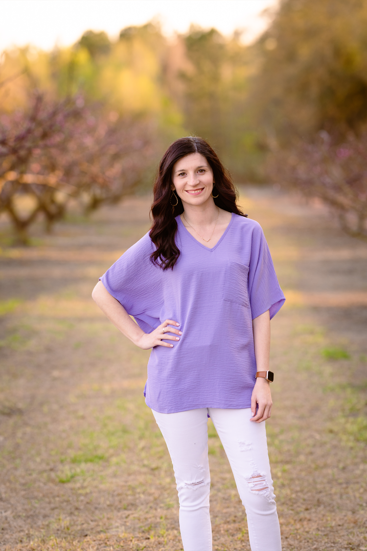 Woven Pocket Top | Lavender