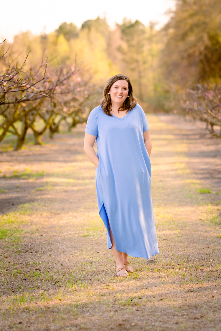 Side Slit Maxi + Curvy | Spring Blue