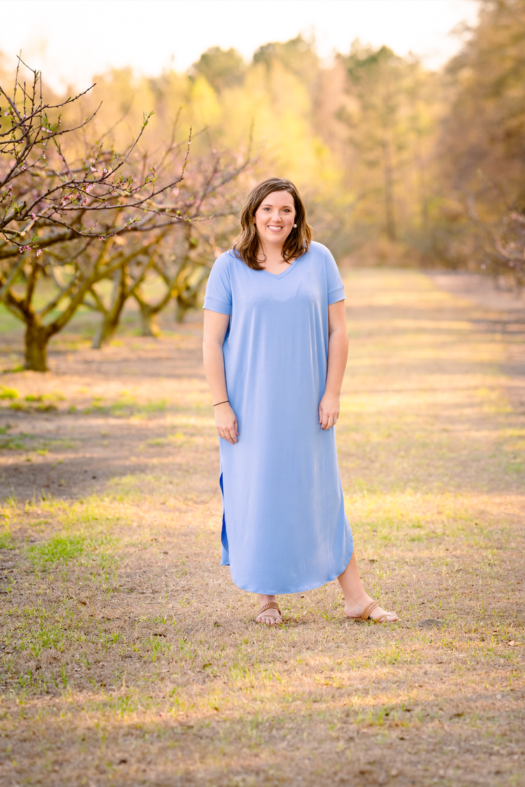 Side Slit Maxi + Curvy | Spring Blue