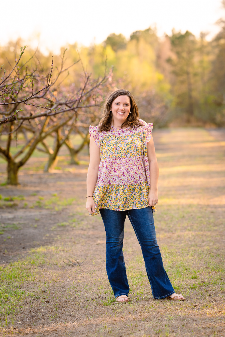 Floral Printed Ruffle Top + Curvy | Pink