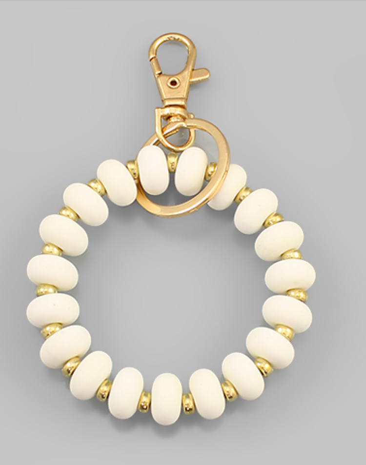 Donut Wood Bead Key Ring Bracelet