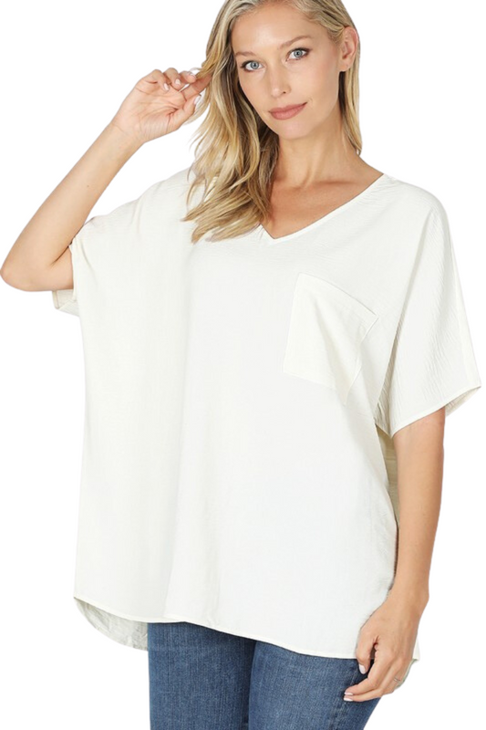Woven Pocket Top | Ivory
