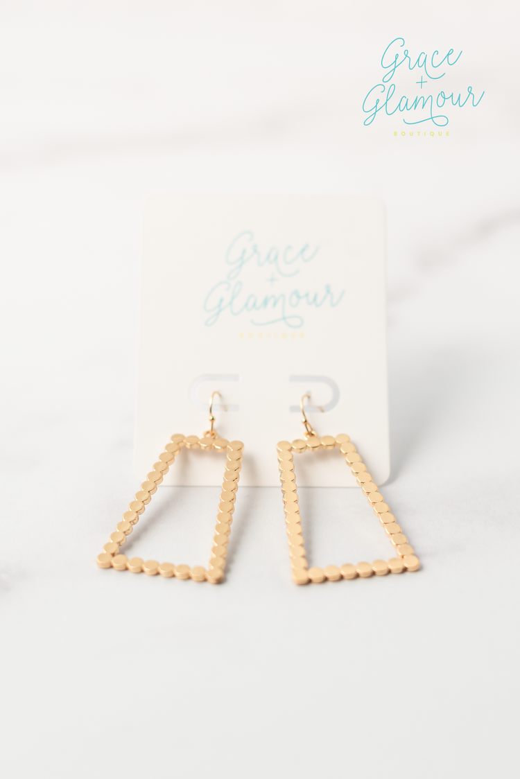 Multi Disc Trapezoid Earrings | Gold