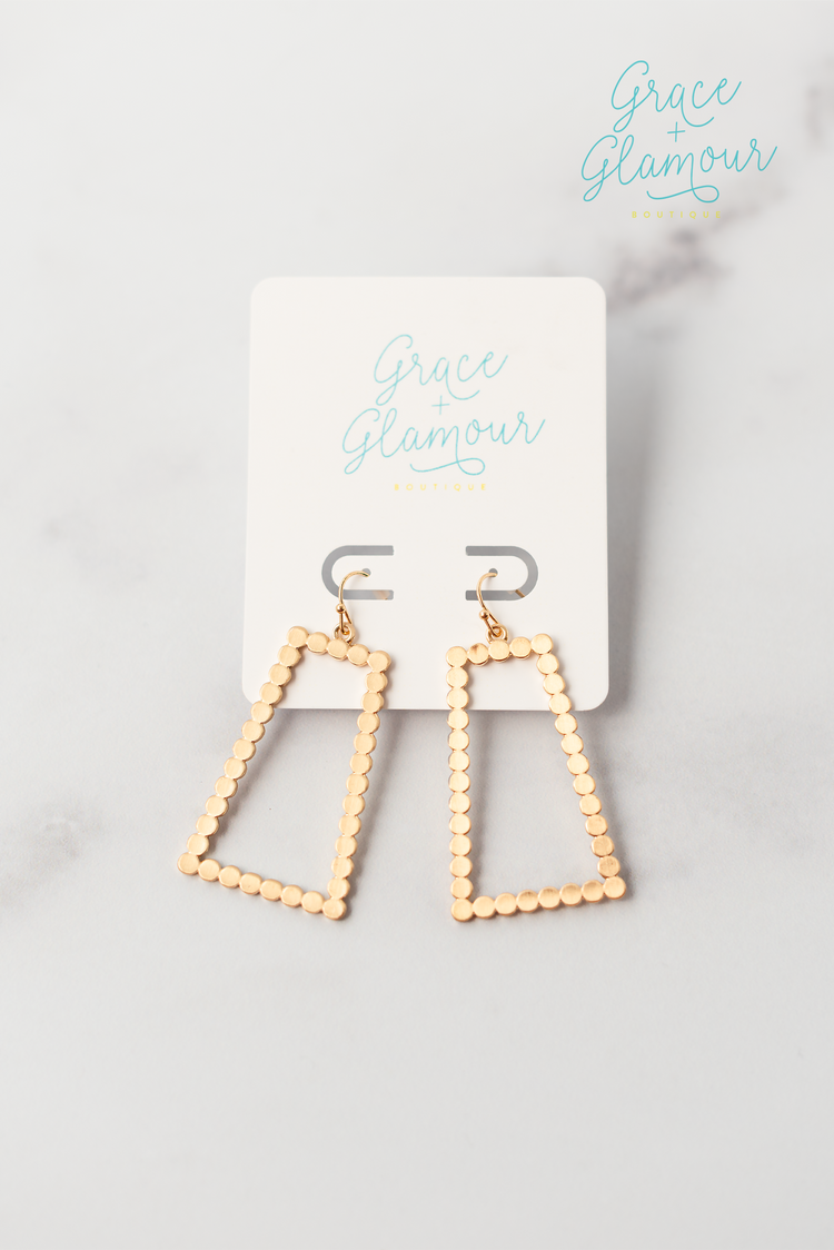 Multi Disc Trapezoid Earrings | Gold