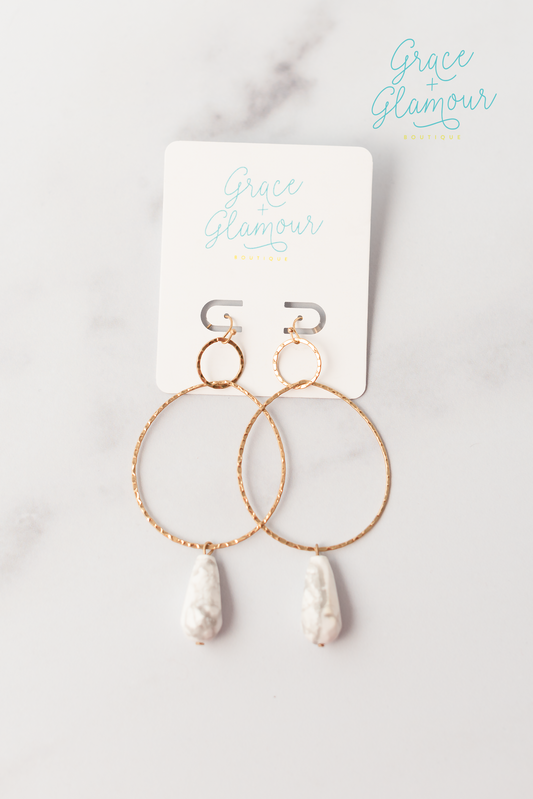 Wasted On You Teardrop Earrings | White Marble