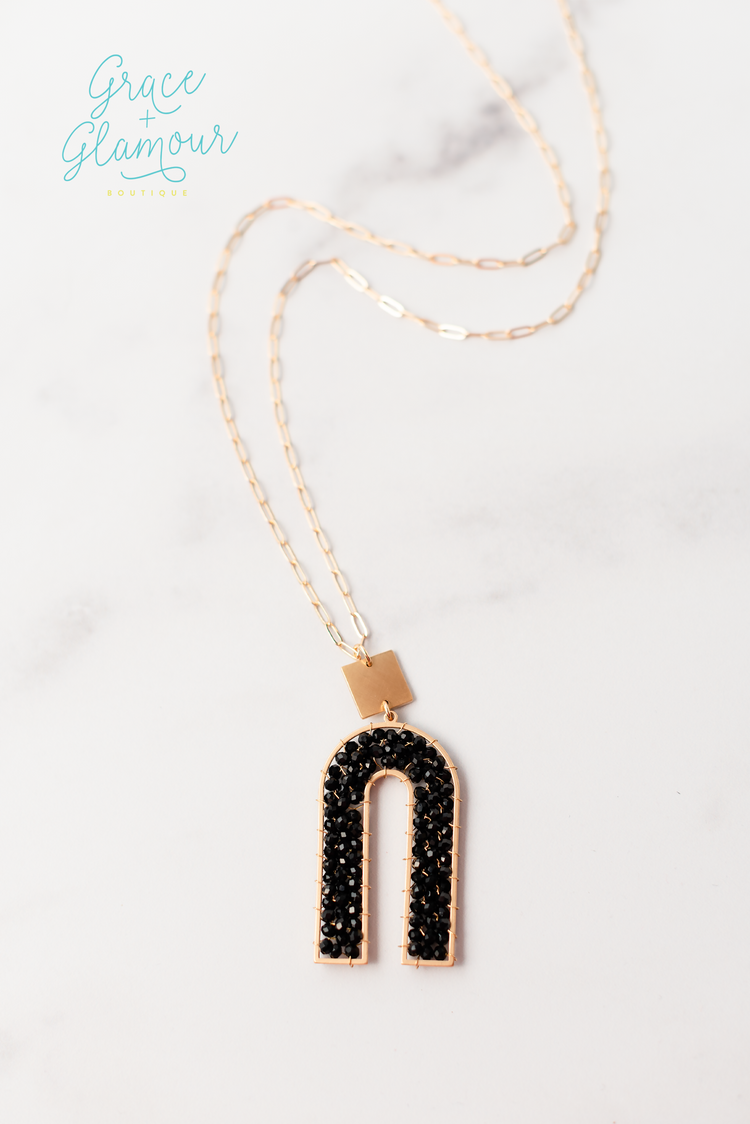 Arch Ya Beautiful Beaded Necklace | Black
